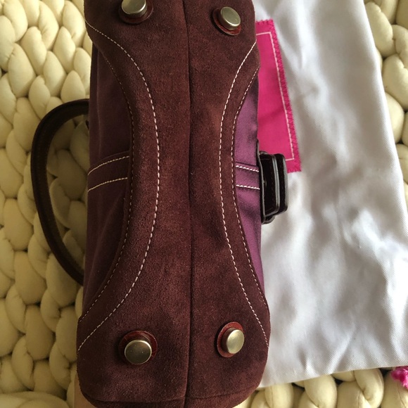 Coach Satin Mini Top Handle Leather Bag with Pave Crystals - Picture 8 of 10